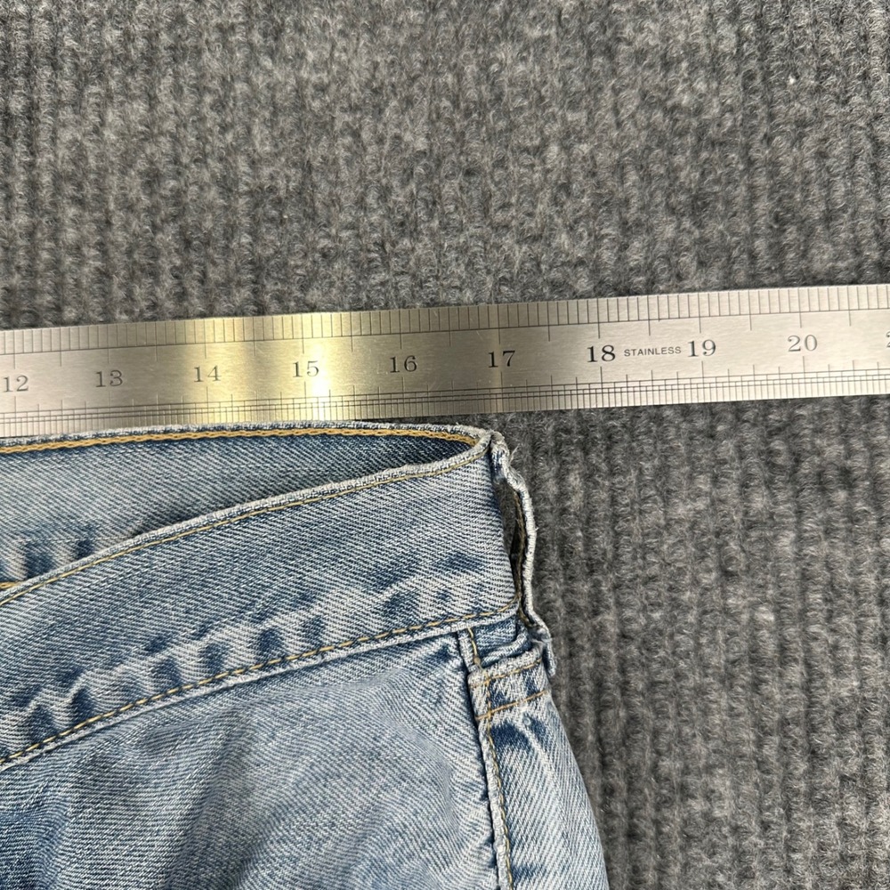 Levi's 505 Mens Regular Fit Straight Leg Jeans Light Wash Blue 34x30 Distressed - Picture 5 of 8